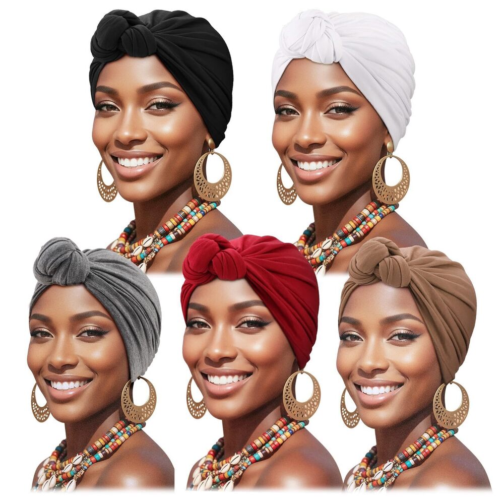 2415 Knotted Headwraps African Turban Pre-Tied Twisted Turbans Caps Head